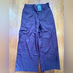 New Fabletics Women Cargo Wide Leg Nylon Pants Deep Plum Size Large $114